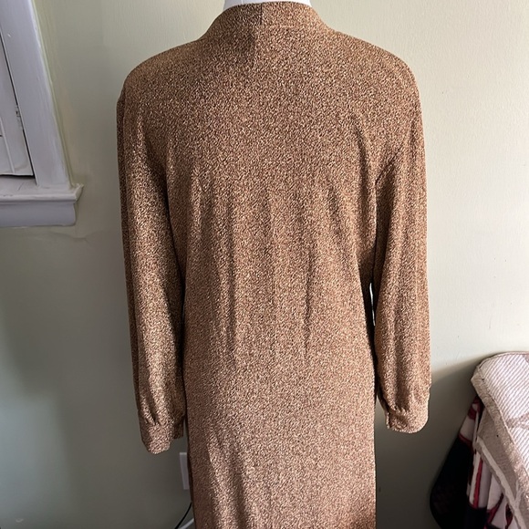 South Beach longline gold side slits open front Metallic Duster Cardigan Sweater - Picture 3 of 15